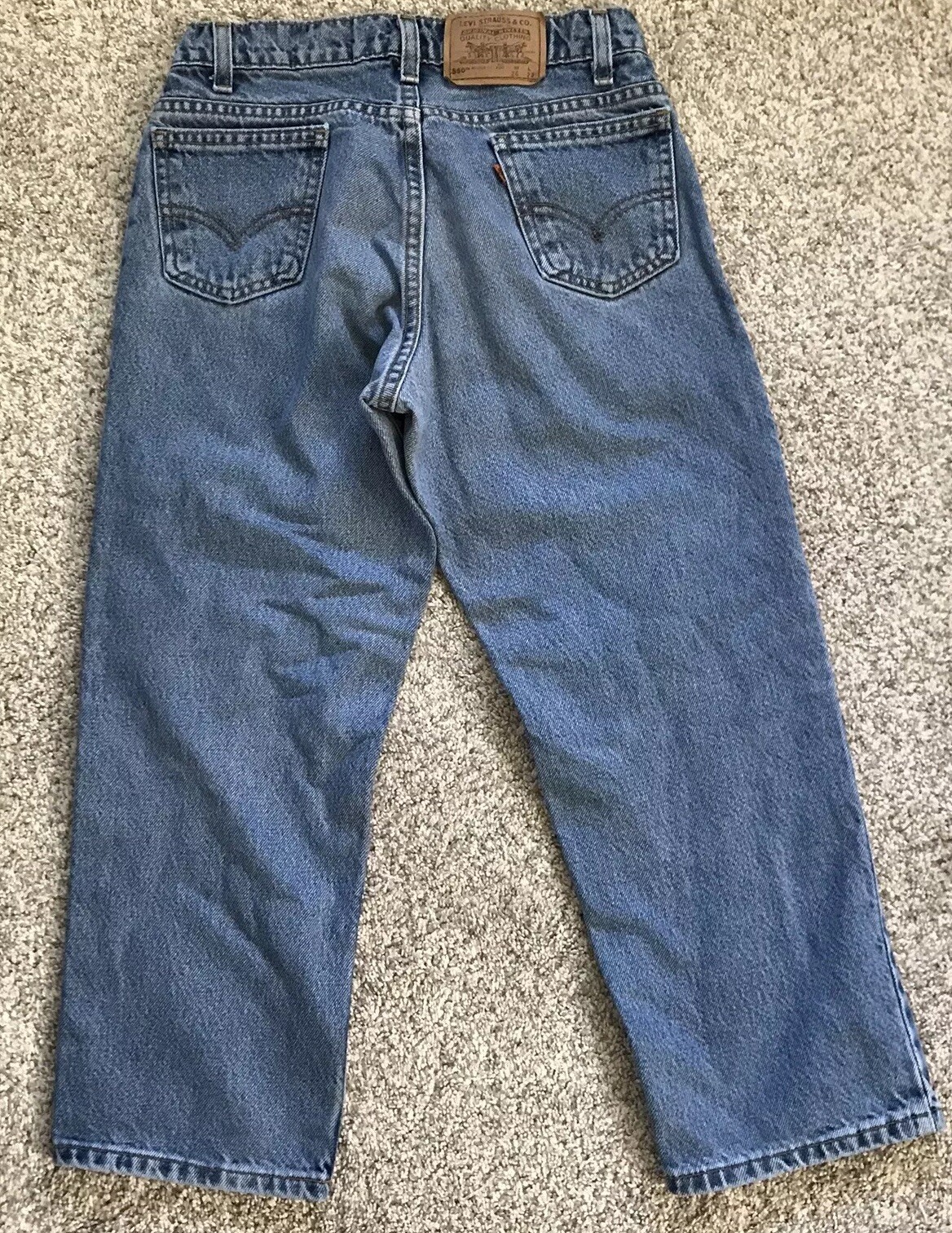 Vtg Levi’s Student 550 Jeans Orange tab Size 26×23 Husky Tapered Made in USa