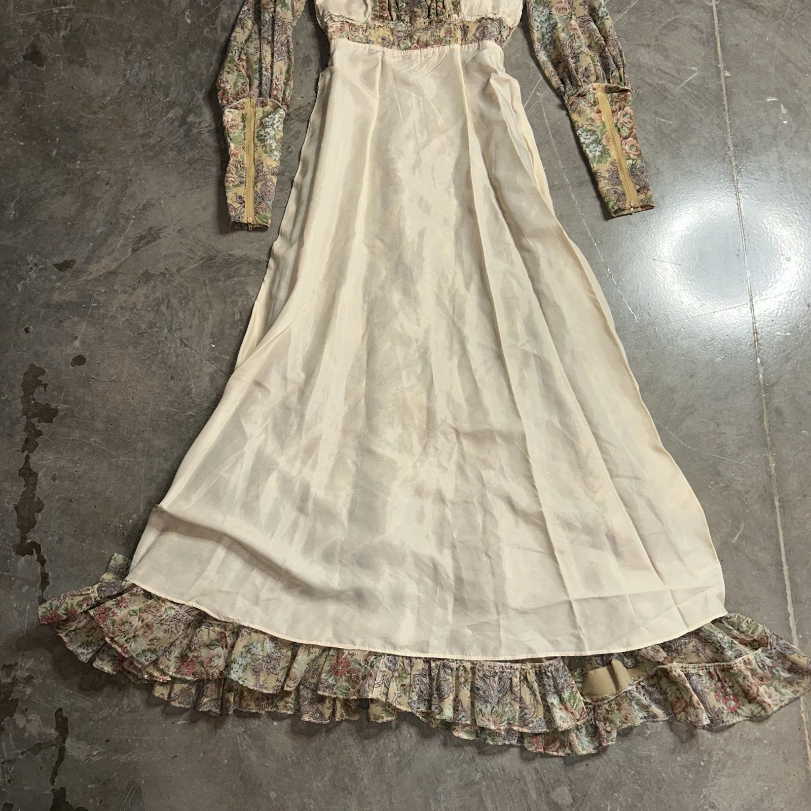 VTG 1970s XS Gunne Sax Grail Lace Hooded Floral Prairie Maiden Dress Sz 7
