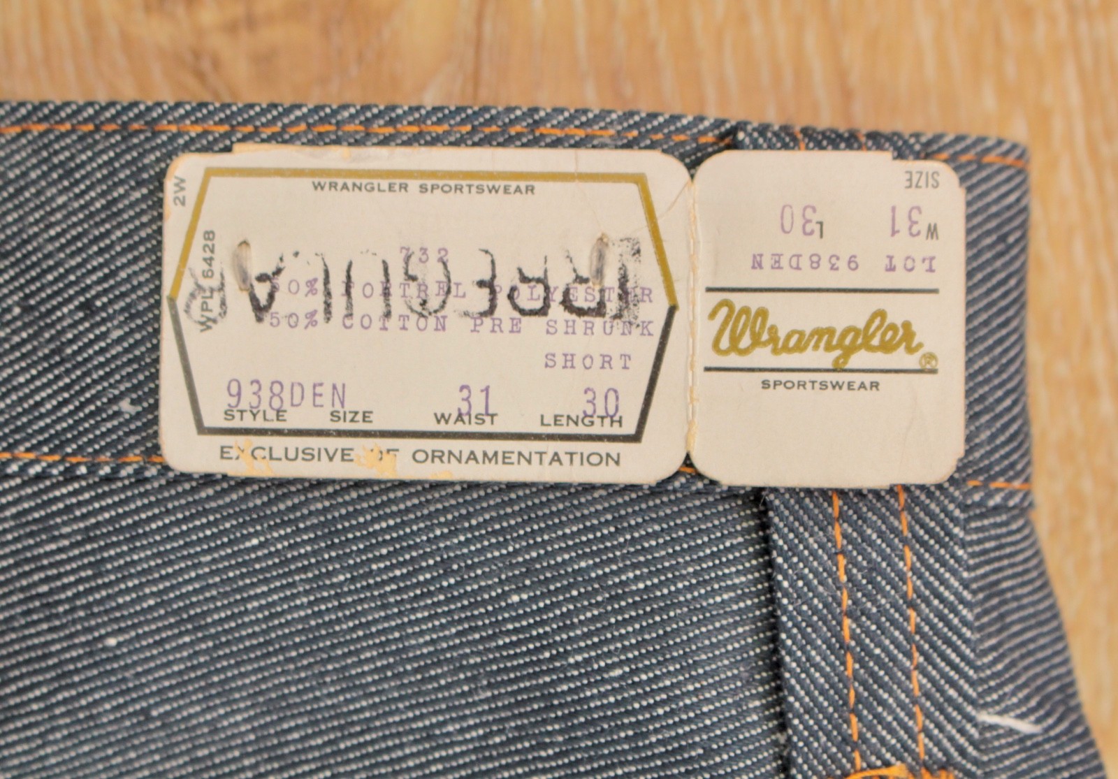 Men’s VTG 1970s NOS Wrangler Jeans 31×27.5 70s