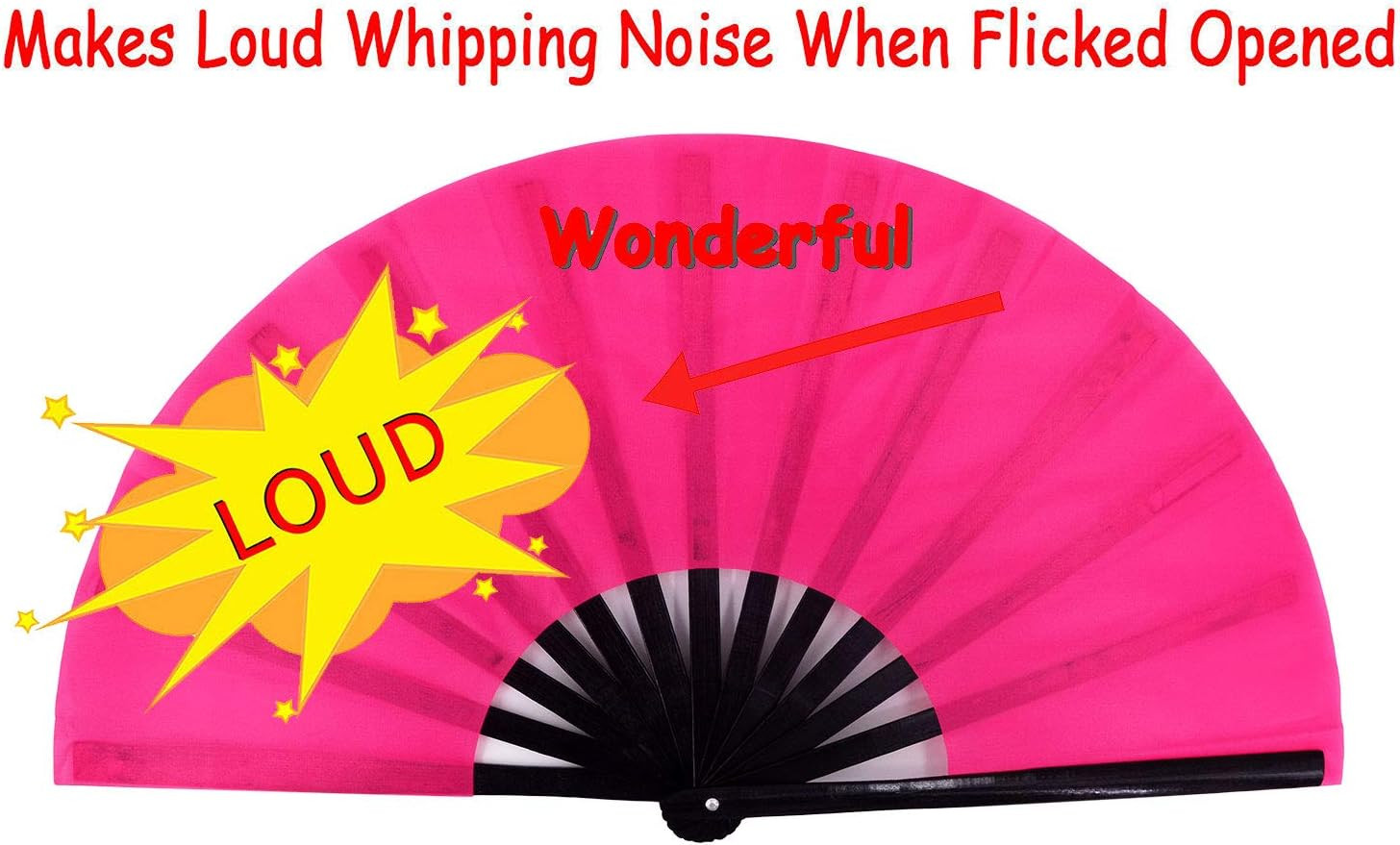 Large Folding Hand Rave Fan for Women/Men, Chinease/Japanese Bamboo And