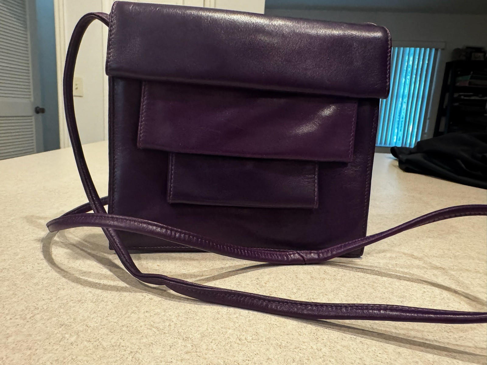 Susan Gail Vintage Leather Purple Crossbody Purse
