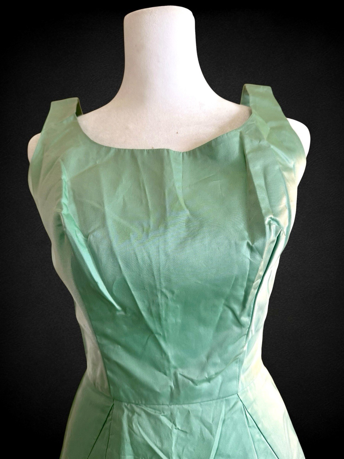 Vintage 1950S Seafoam Green Cocktail Dress Set 2pc Soutache Beaded Sheath Top XS