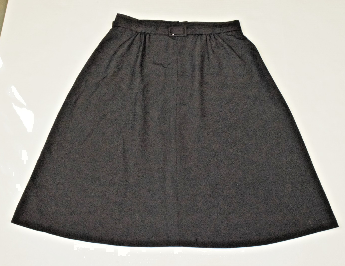 Vintage Skirt Size M 32 x 27.5 70s Black Cotton Linen Poly High Waist Made USA