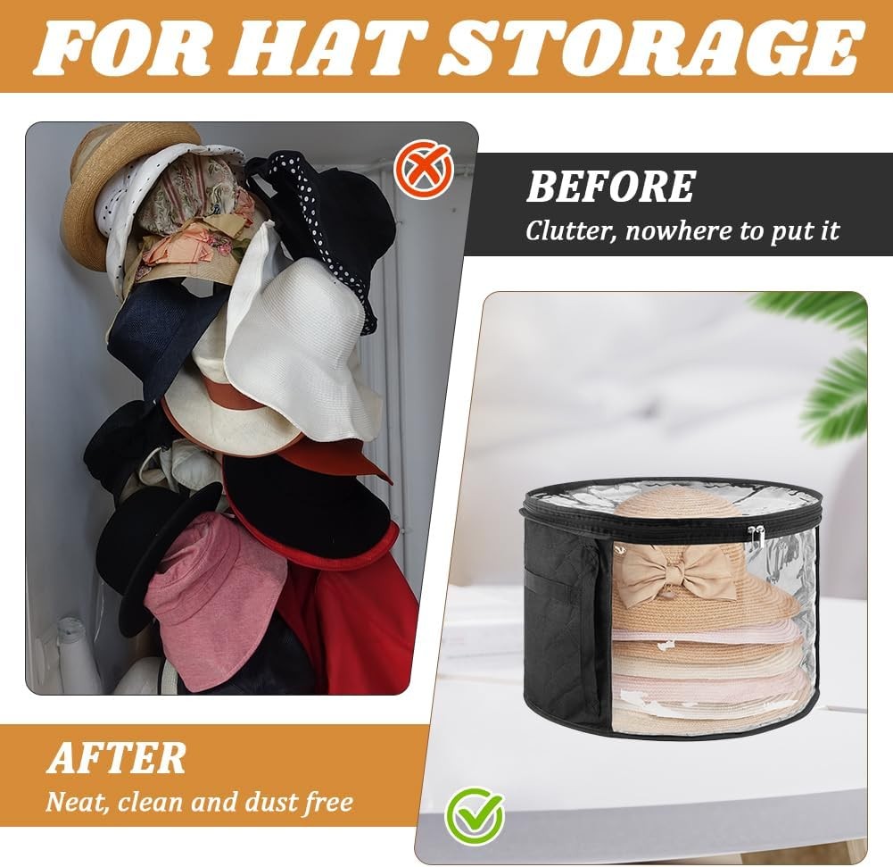 Oversized Hat Storage Bag for Cowboy Wide Brim Beach Hats Clear Window 16.5″ Cas