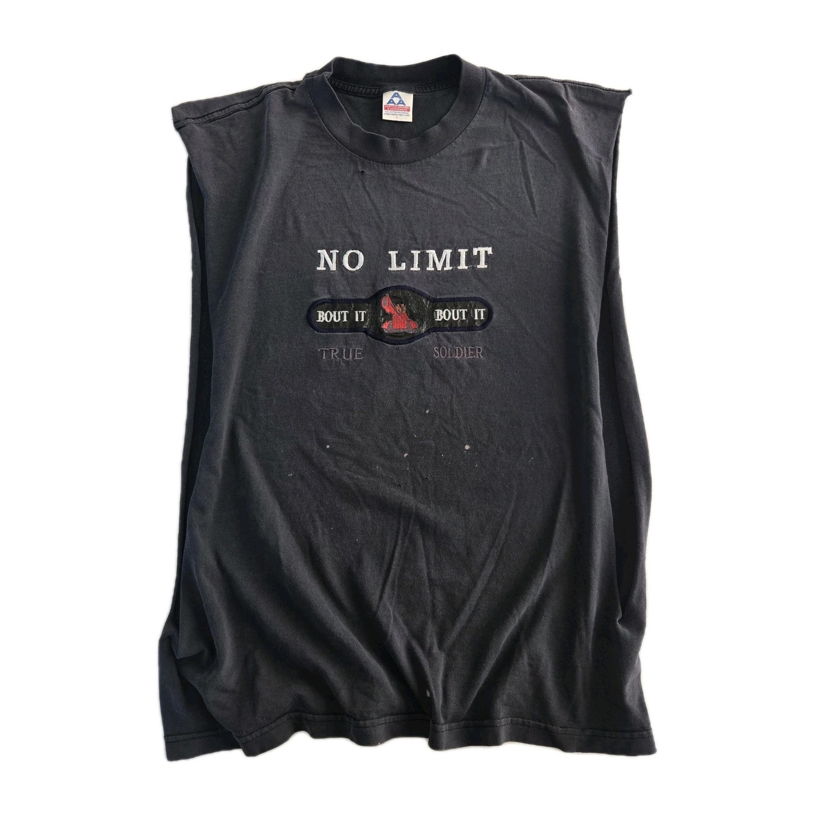 Vintage Alstyle No Limit Bout It True Soldier Sleeveless Black Cotton T-Shirt L