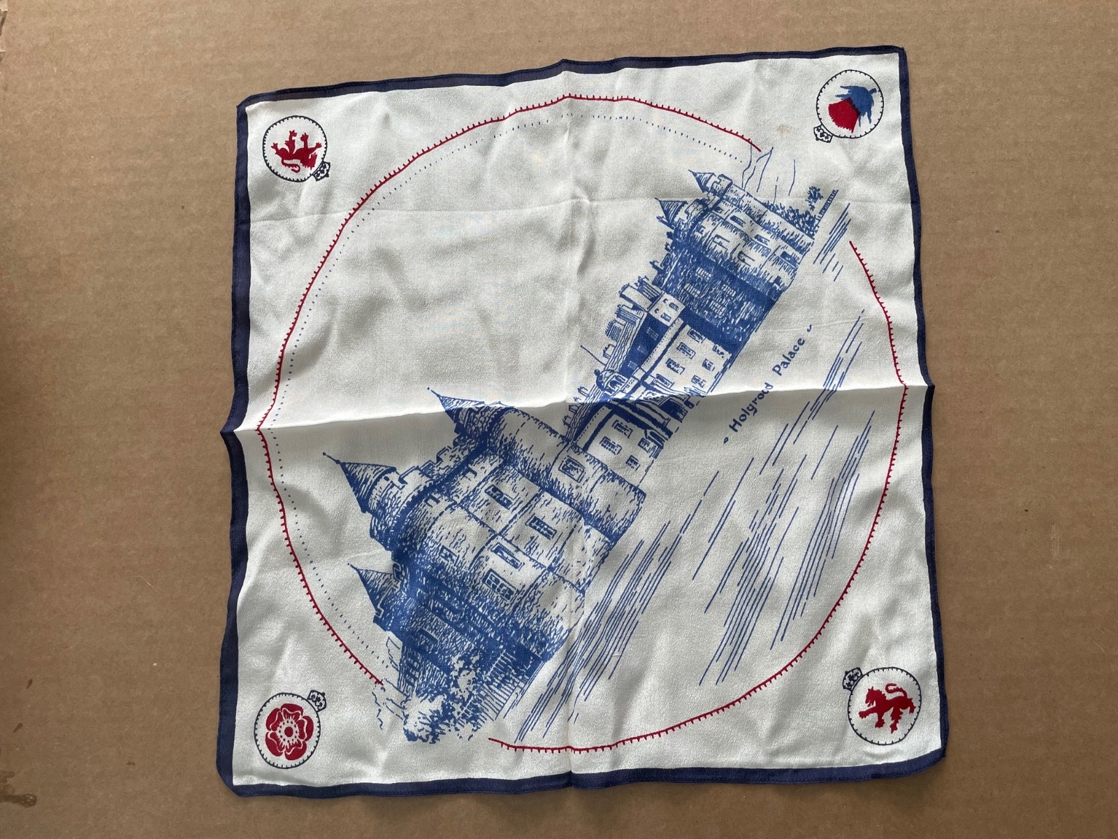 Vintage HANDKERCHIEF Souvenir Holyrood Palace Edinburgh United Kingdom