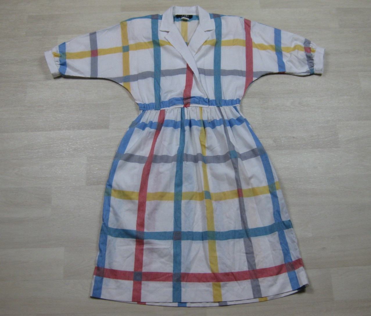 Vintage 80s does 50s J. Ellis Midi Day Dress (M) Plaid Housewife Collar