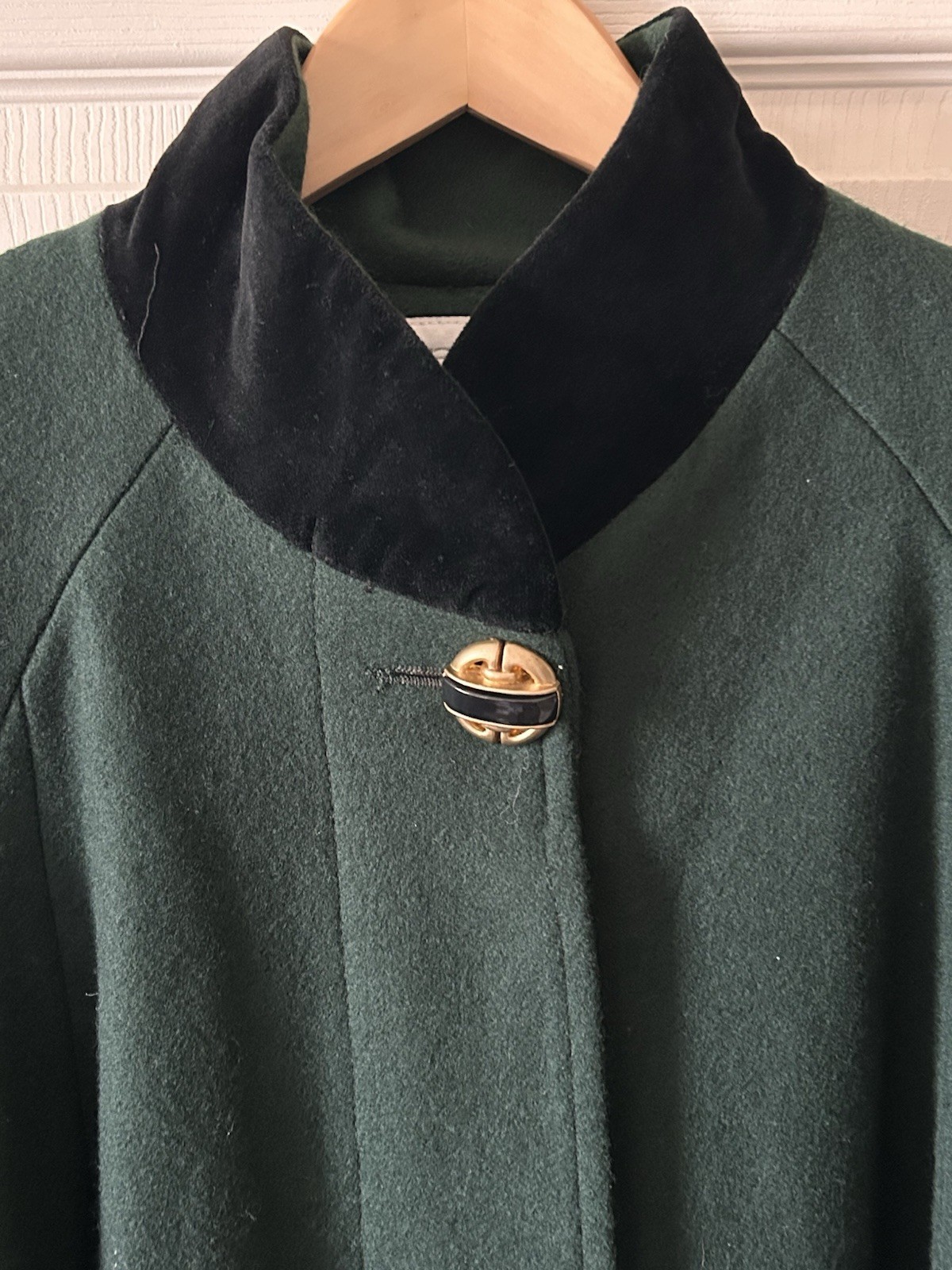 Stephanie Matthews Vintage Emerald Green Cape Coat 100% Wool Made in USA Sz XXL