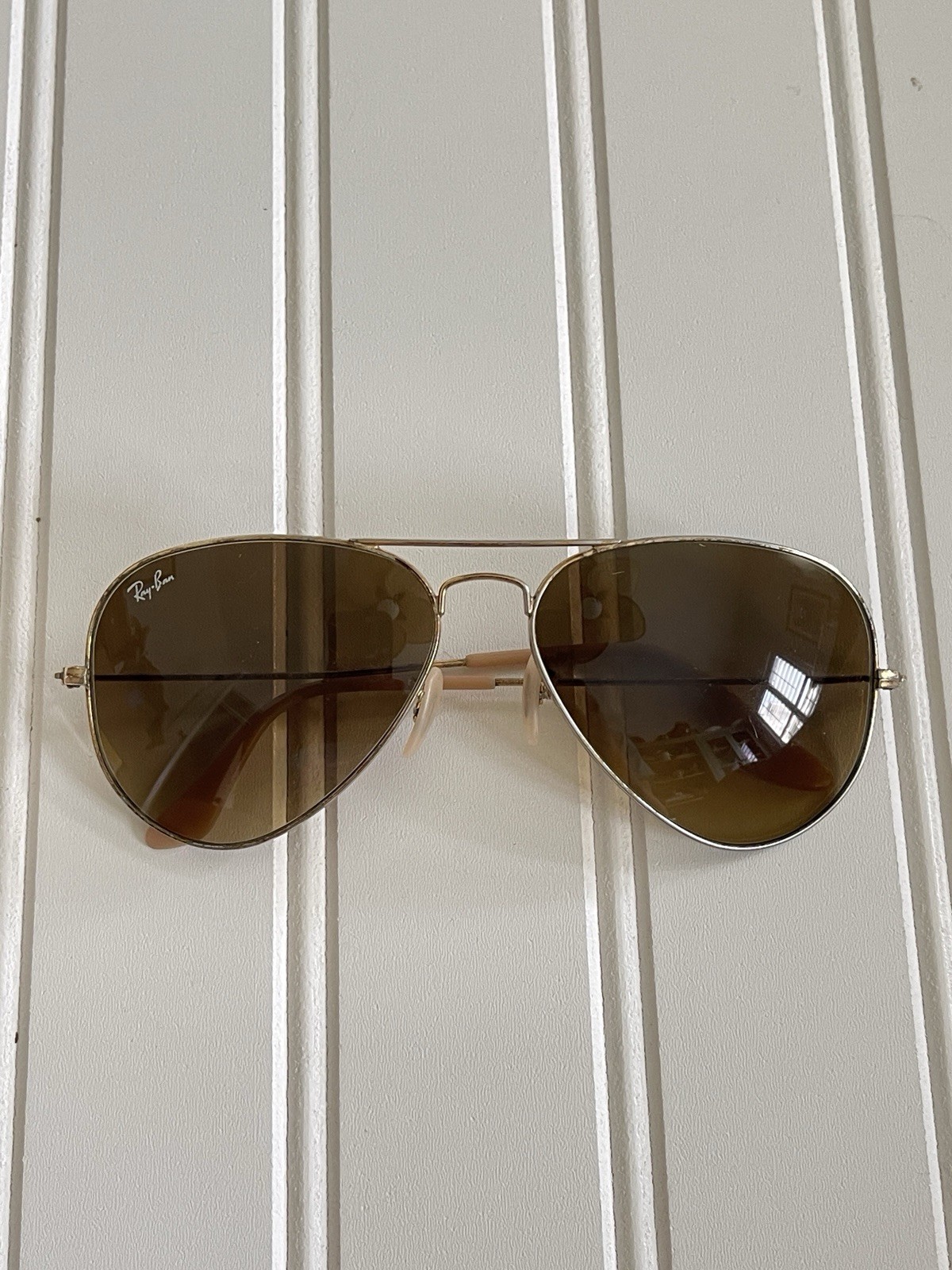 Vintage Ray Ban Aviator Sunglasses Made in Italy- Brown Lenses, Gold Tone Frame