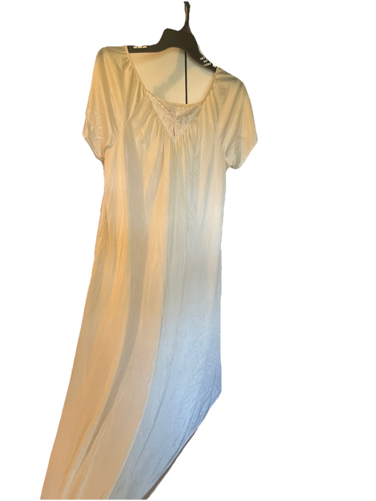 vintage 70s union made cream nightgown OSFA S M L XL coquette bow cottage core