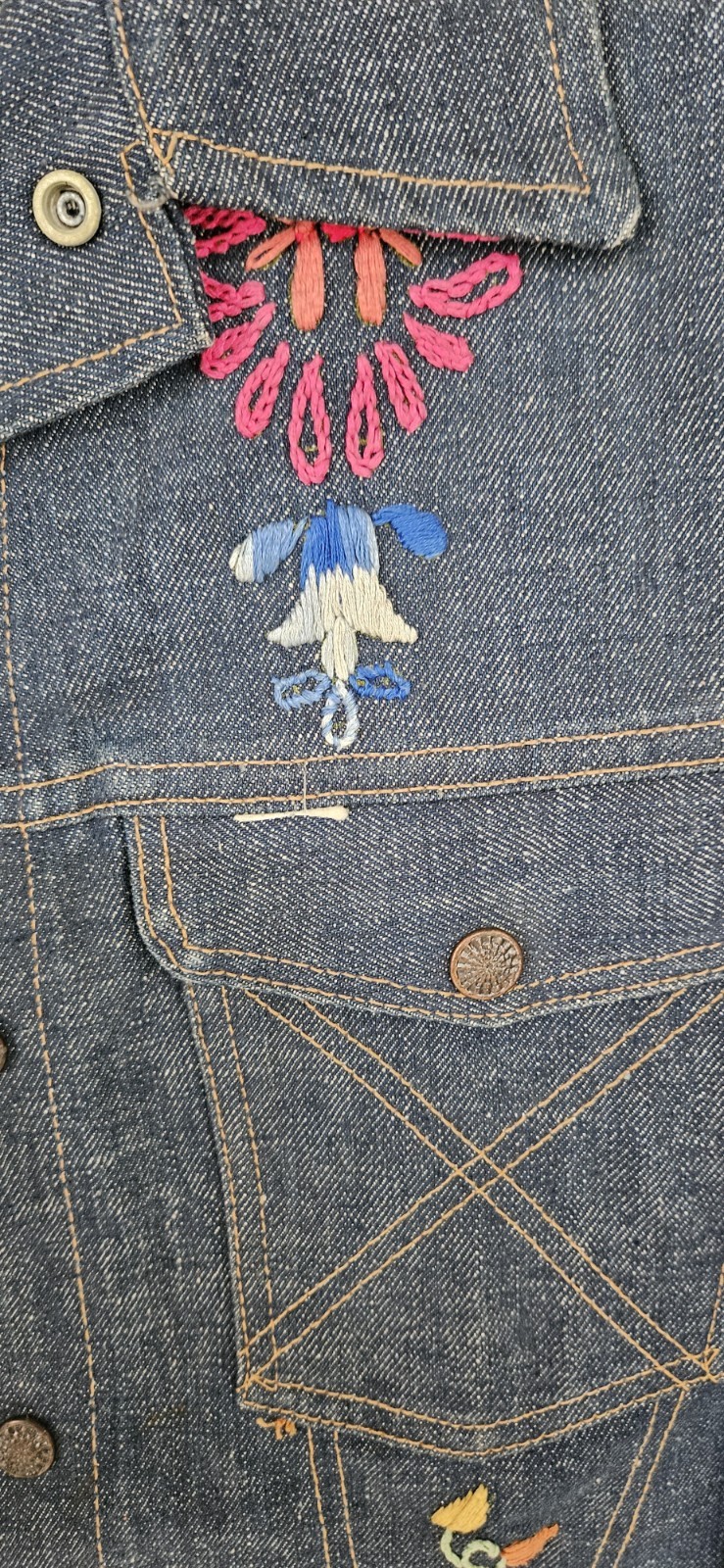 Big Yank Sanforized Denim Jacket Custom Embroidery USA Dead Stock 1960’s Vintage