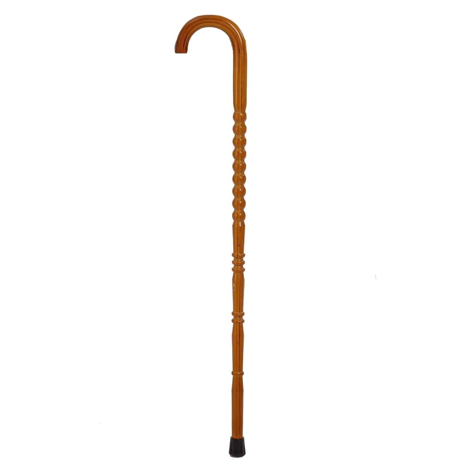 Wooden Fashion Cane Walking Stick – 35 in Camel Brown Notched with Crook Handle
