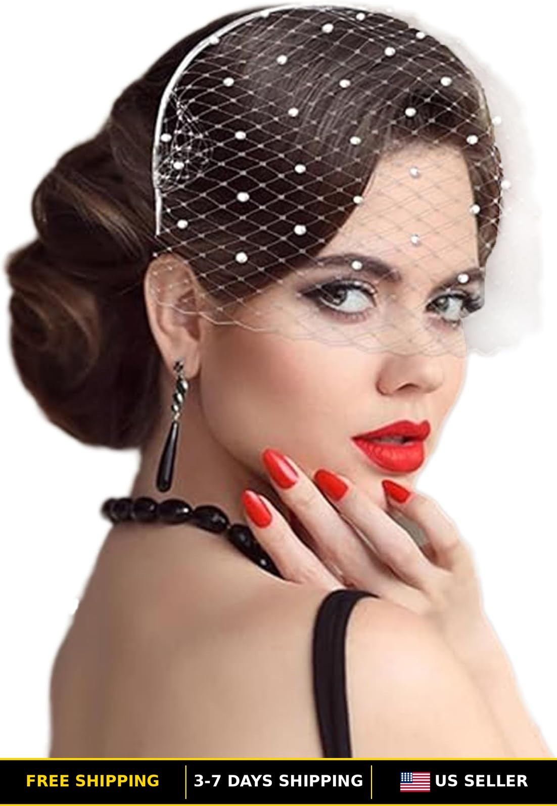 Vintage 1920s Women’s Fascinator Hat with Mesh Veil for Weddings & Tea Parties