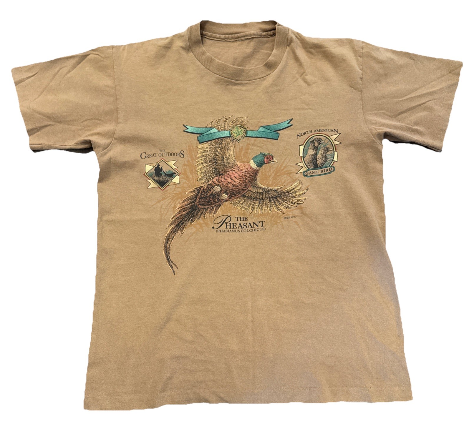 VTG 90s Great Outdoor Wildlife SS Shirt Pheasants Brown Mens Small SSI XCIV