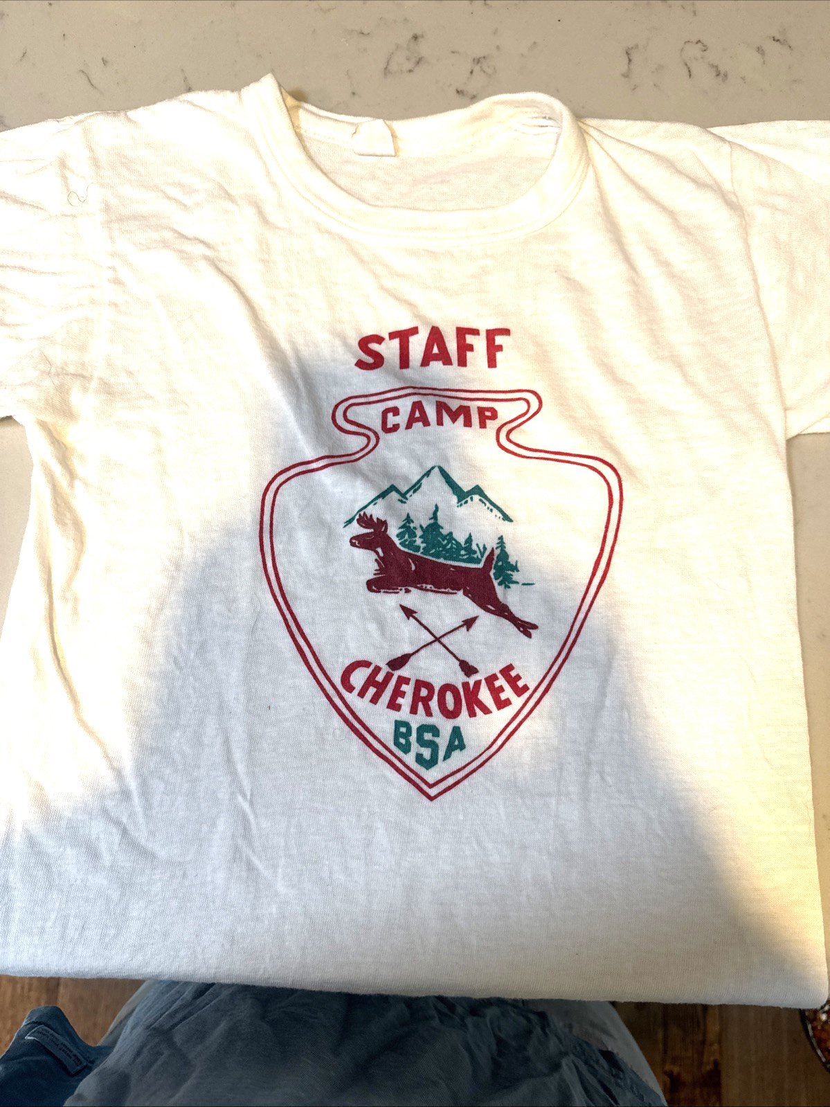 Vintage Russell Staff SUMMER CAMP ringer T SHIRT USA CAMP CHEROKEE- 1960’s