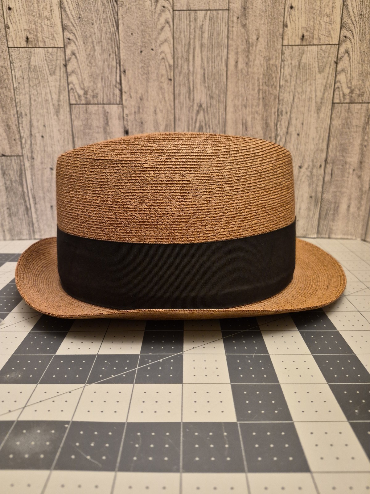 Vintage Knox New York Straw Fedora Hat 7 1/8 size