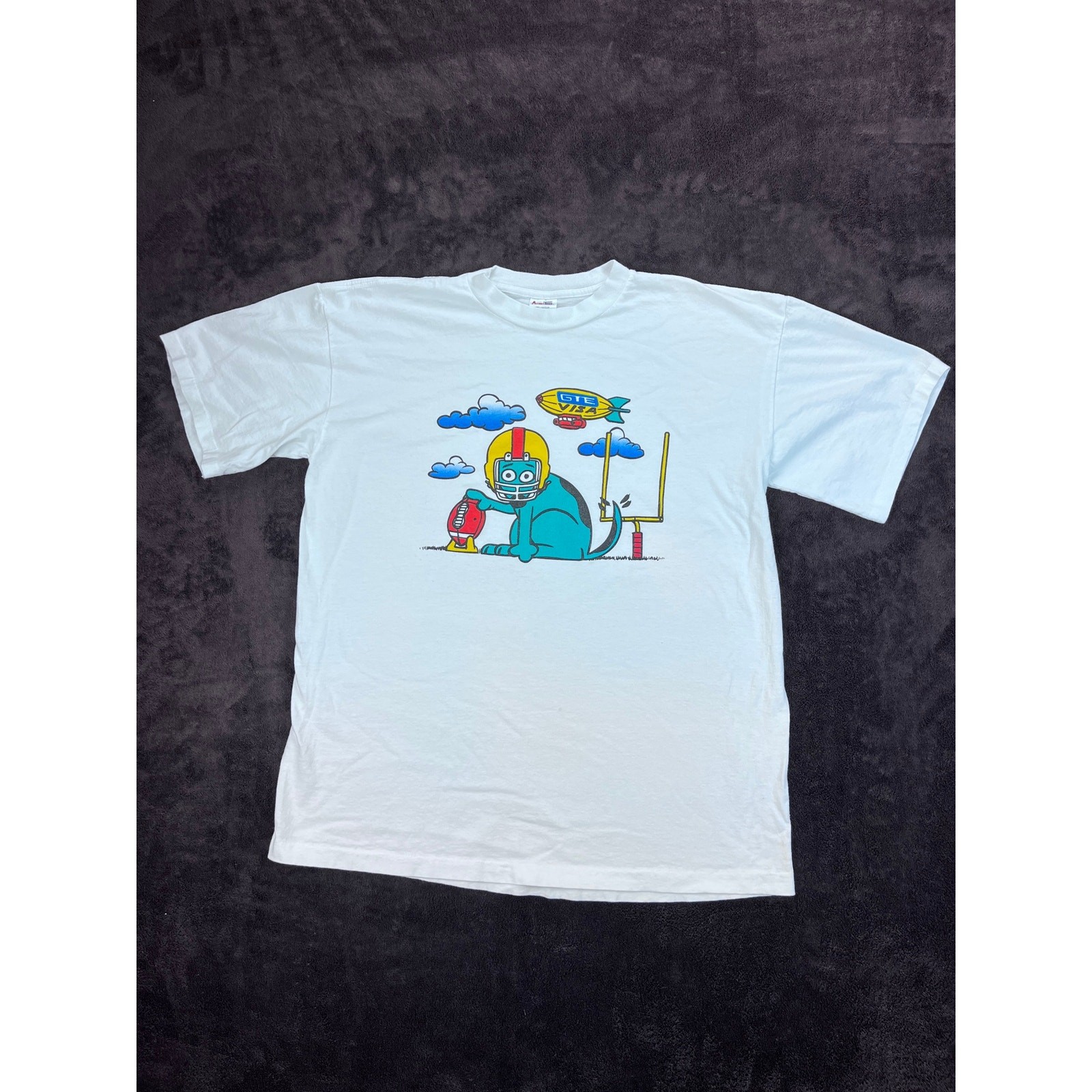 Vintage AmeriTees Dog Football Novelty Tee XL White