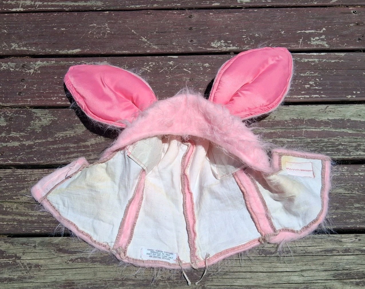 Vintage 1960s 1970s Pink Bunny Costume Hat Halloween Piglet