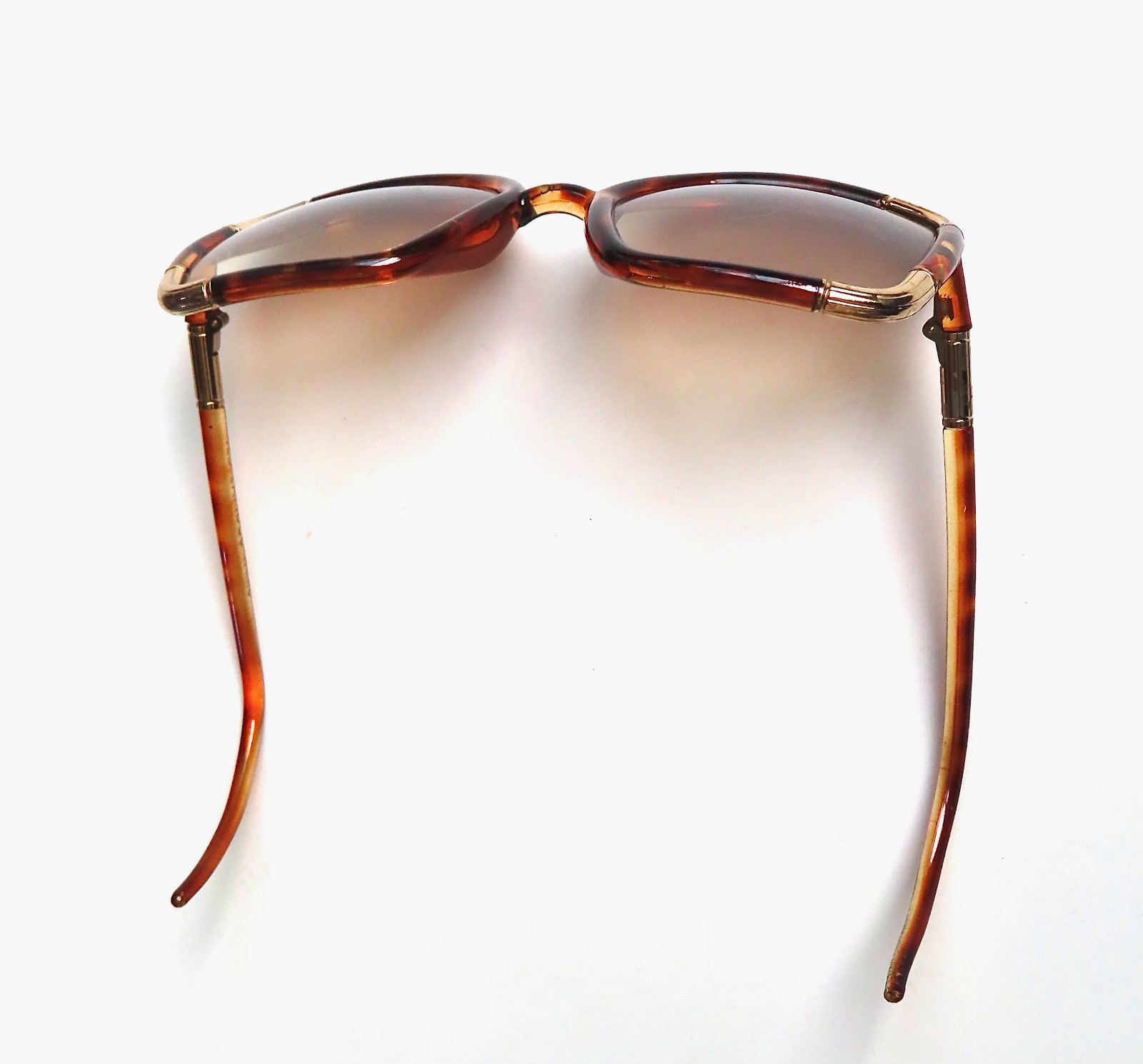 Vtg Ted Lapidus Tortoiseshell Sunglasses, Gold-Tone Accents, Brown Ombre Lenses