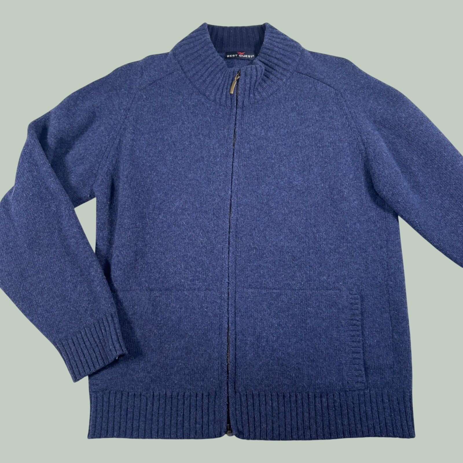 vintage 90s best guest wool premium knit wear navy blue fleece sweater old money