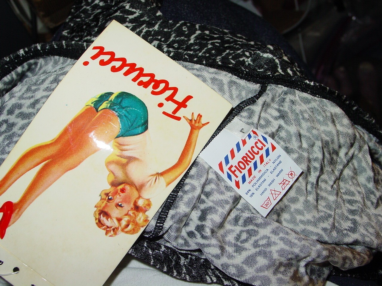 FIORUCCI VINTAGE 1980’s ONE PIECE SWIMSUIT -Black/Whit, NEW OLD STOCK SIZE LARGE