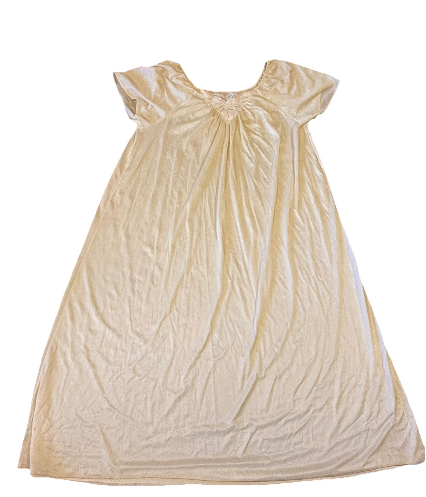vintage 70s union made cream nightgown OSFA S M L XL coquette bow cottage core