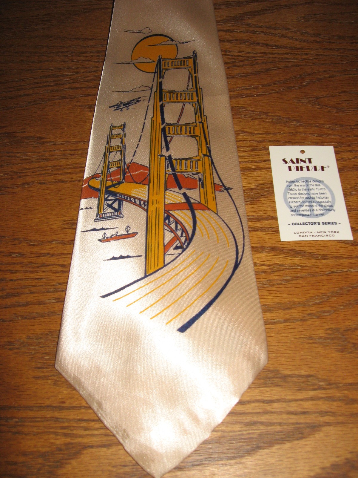~Vintage~S.F. Golden Gate Bridge~20s~Necktie~60/70s~ Saint Pierre of Calif.~NOS~