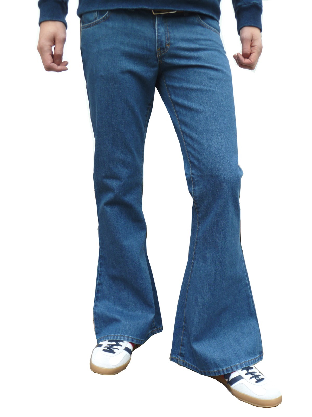 Mens Denim Bell Bottoms Flares Jeans Flared Beatles Hippie vtg 60s 70s Indie NEW