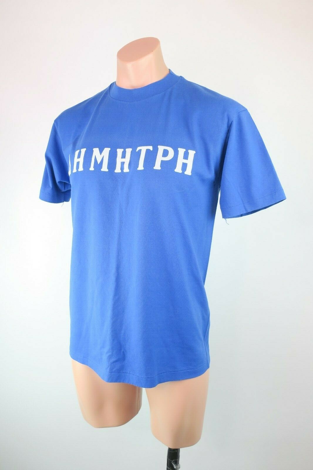Single Stitch Vintage 90s AHMHTPH Greek Festival Cardiff CA Felt Letters Tee L