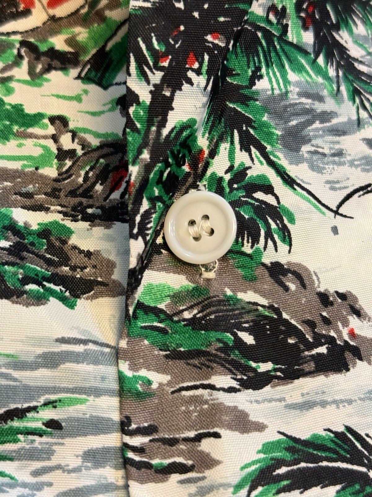 Vintage 1950s Pall Mall Rayon Hawaiian Aloha Shirt Made In Japan Loop Collar L