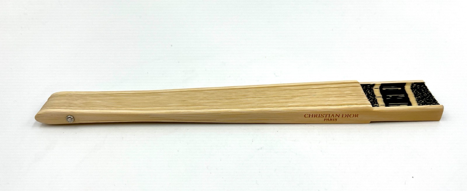 New! Christian Dior DIORIVIERA Folding Bamboo Fan ~ Navy