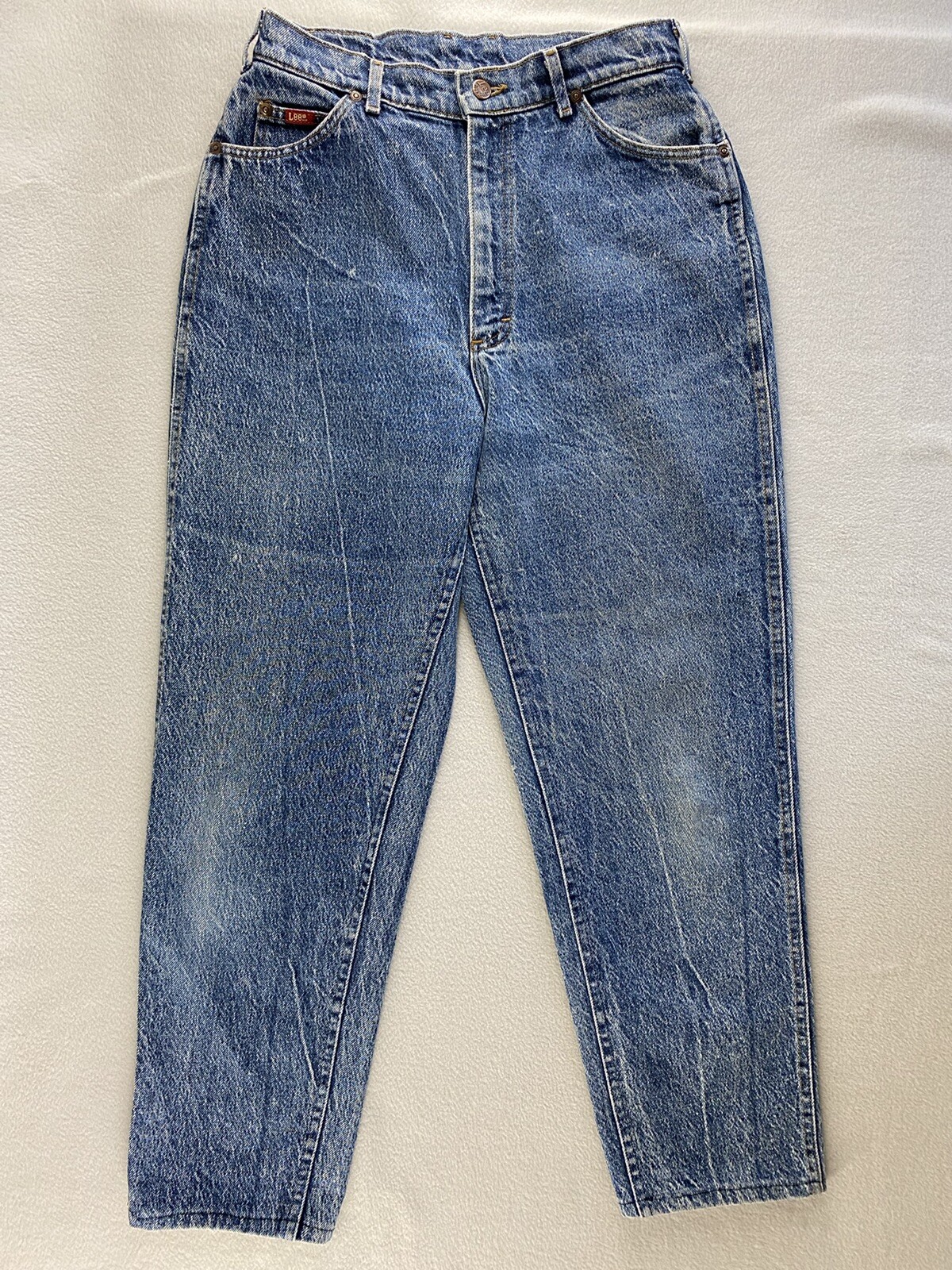 Vintage Lee Acid Wash Mom Jeans High Waist Tapered Leg Women Size 12 30″ x 27.5″