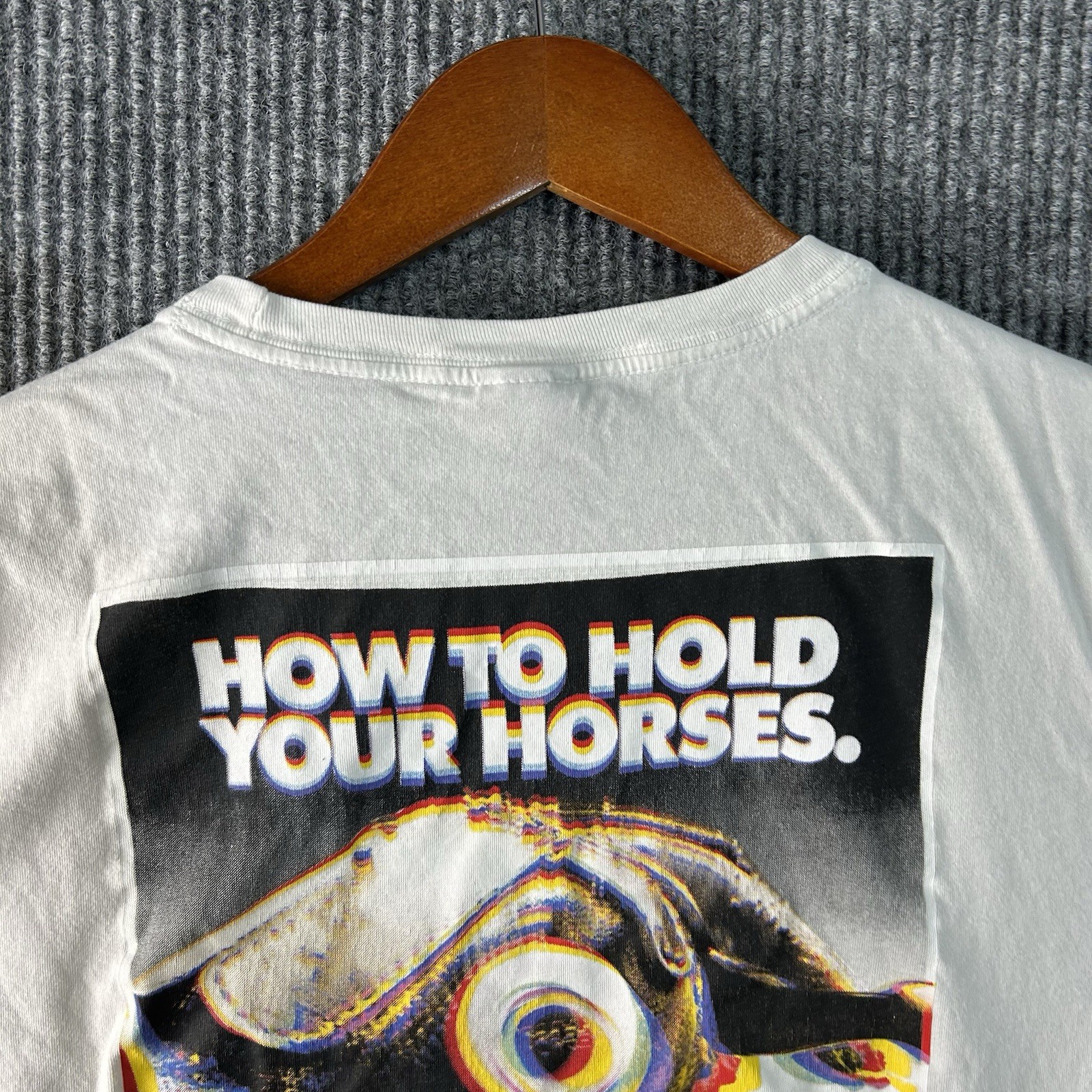 Vintage Oakley T Shirt Boys Large How To Hold Your Horses White Custom Fit