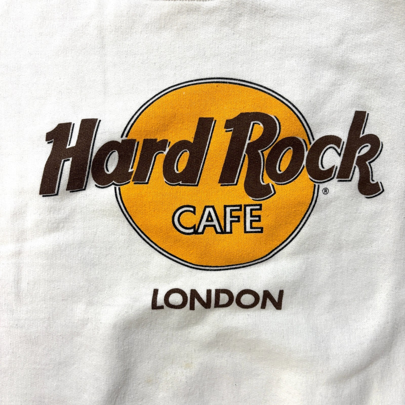 Vintage Hard Rock London Crewneck Sweatshirt White Sz L England United Kingdom