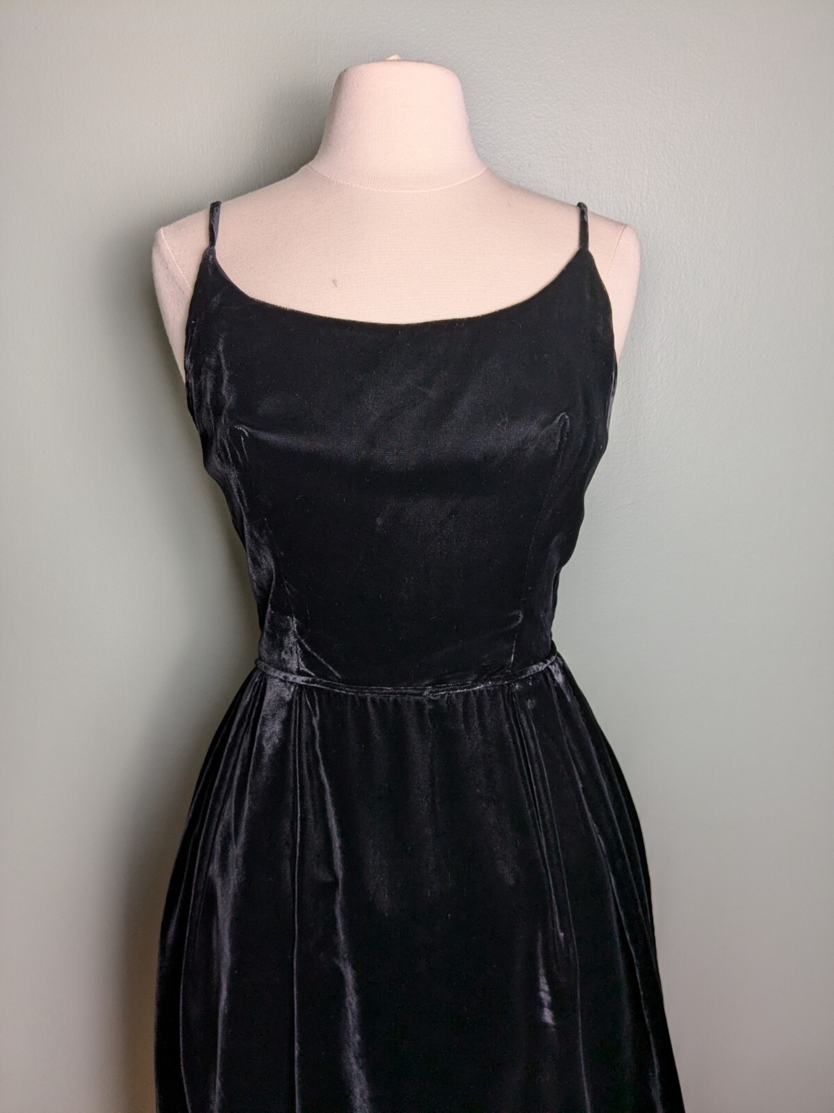 As Is Black Velvet Fit And Flare Strappy Vintage Dress
