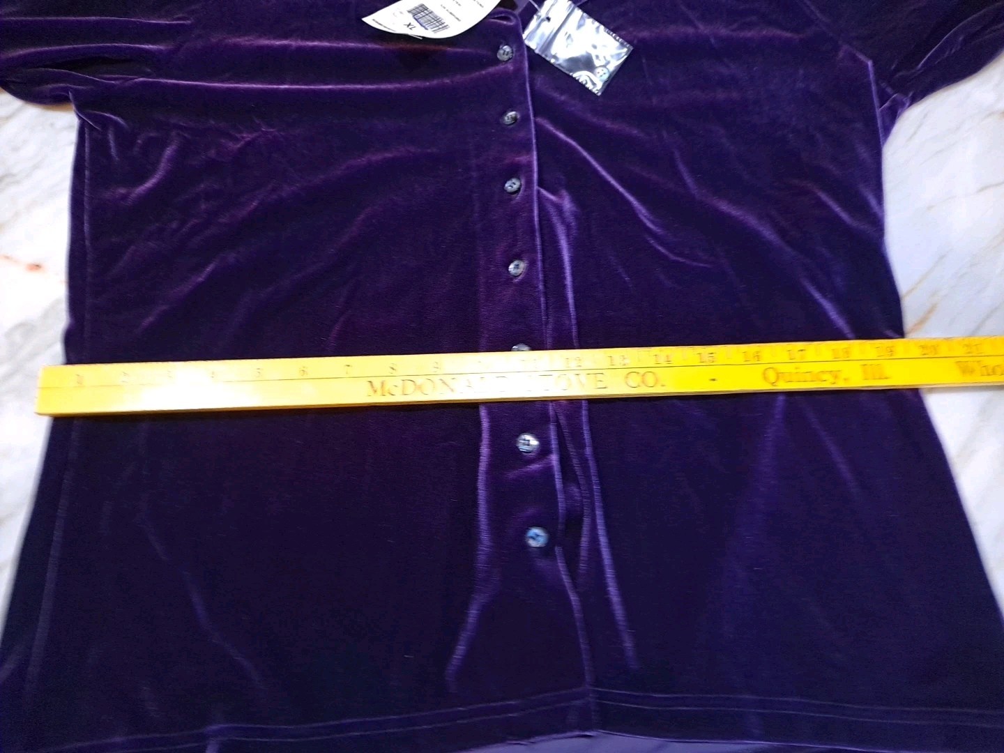 Vintage NOS Cambridge Dry Goods XL Purple Velvet Blouse Long Sleeve Top NWT XL