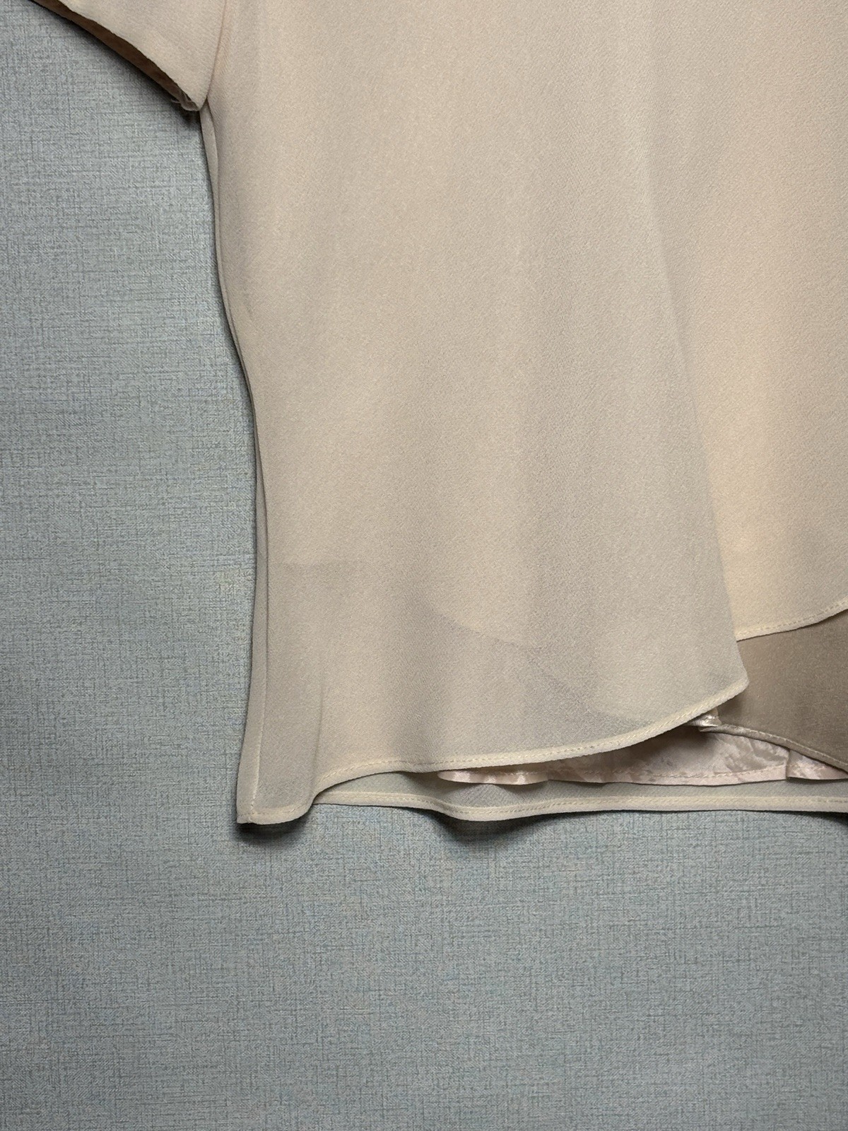 Jolibel Petite Skirt Suit Set Size 2 Beige Satin Vintage 90s