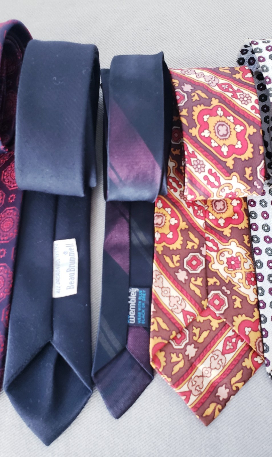 Vintage Skinny Neck Tie Lot Of 8 Mens Mid Century