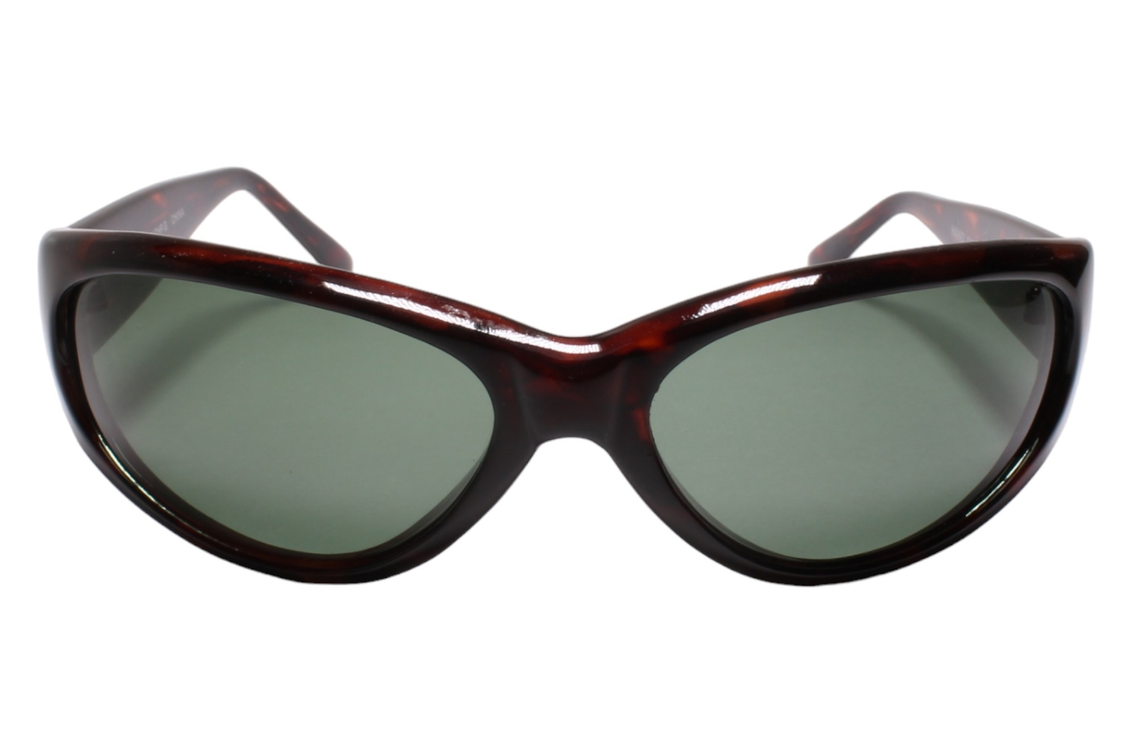 Old Stock Y2K True Vintage Wrap Around Oval Shape Green Lens Tortoise Sunglasses