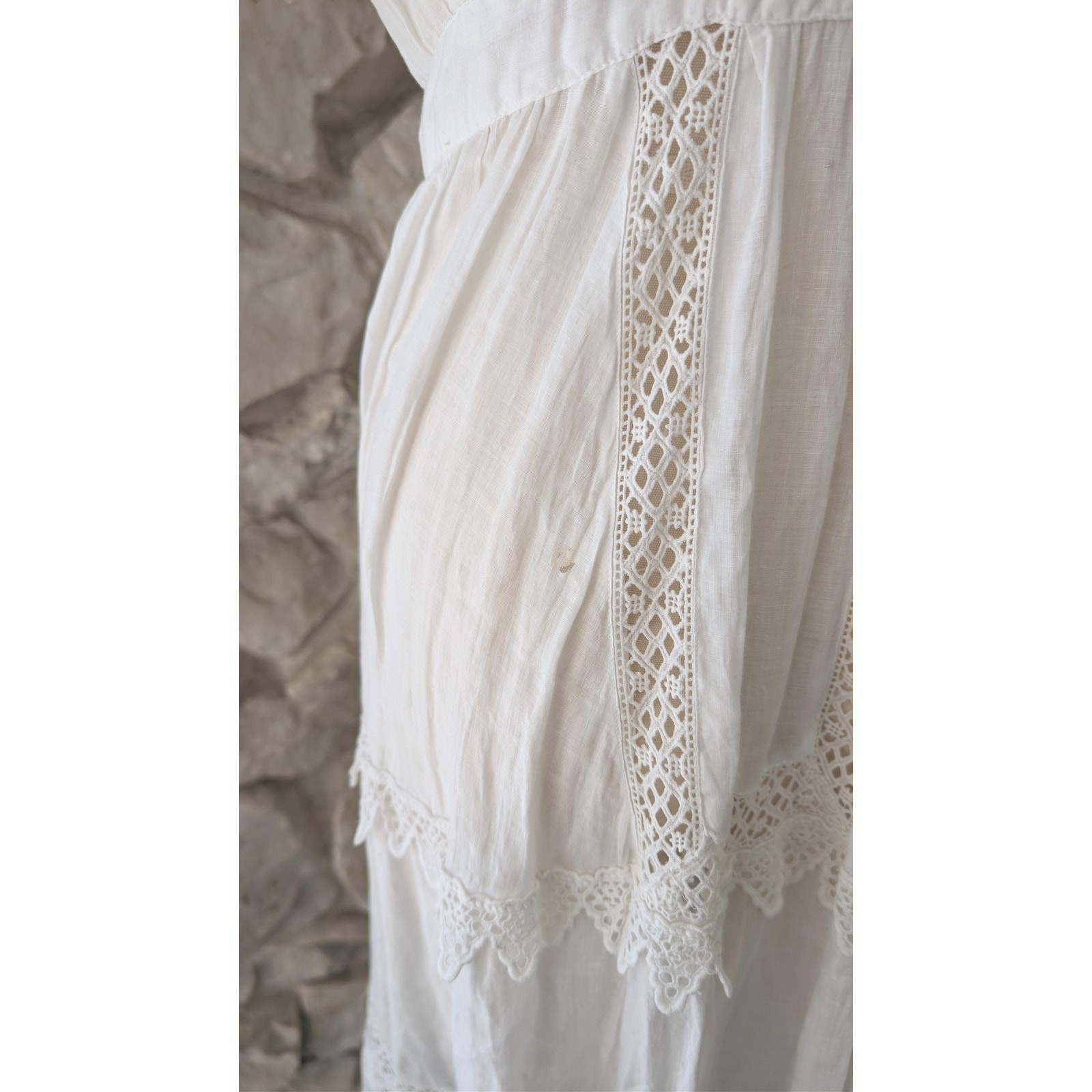 1900s Antique White Edwardian Victorian Dress – Boho Wedding Costume Petticoat