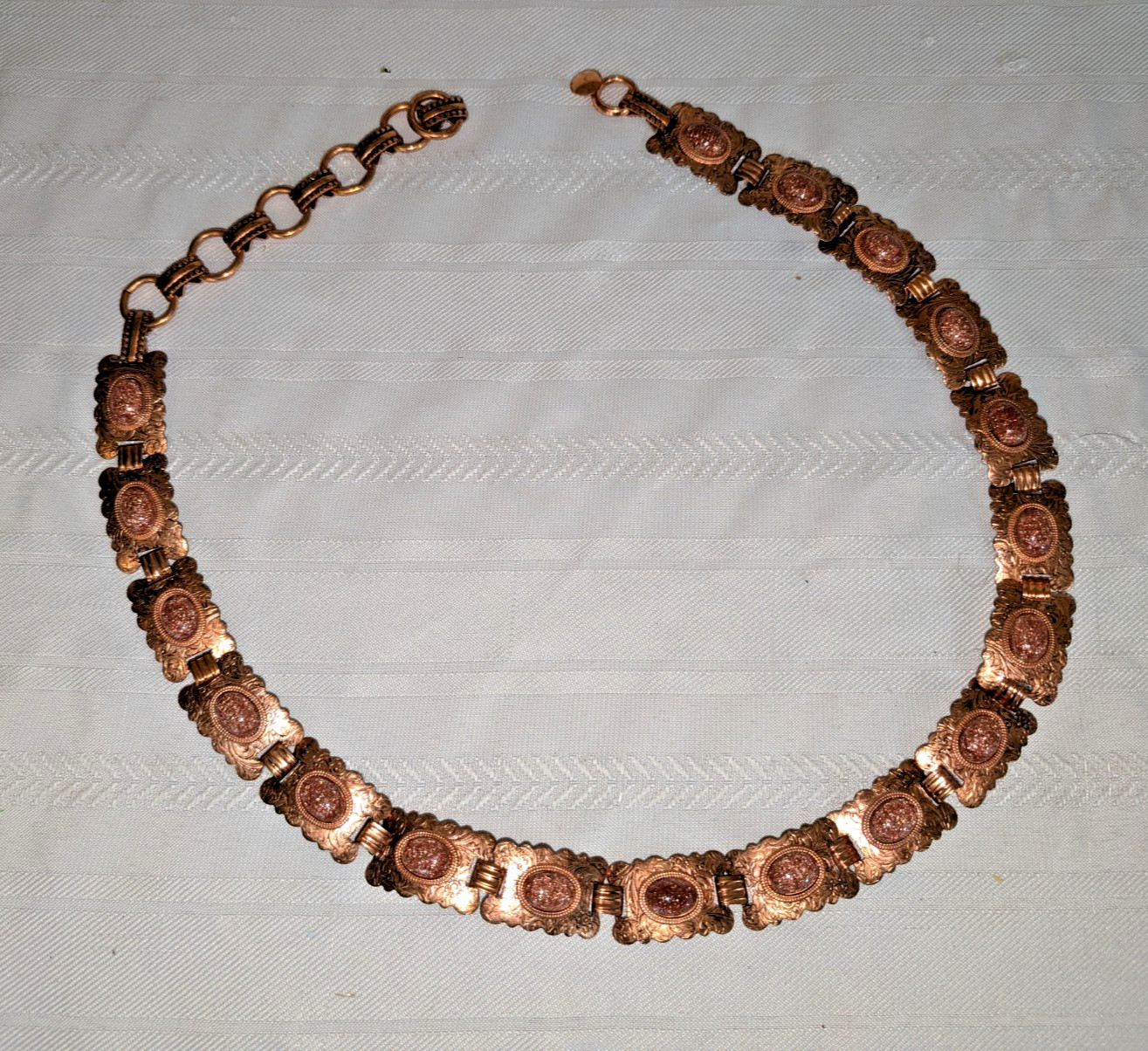 Vintage Copper Finish w/ Faux Stone Ladies Belt 30″L