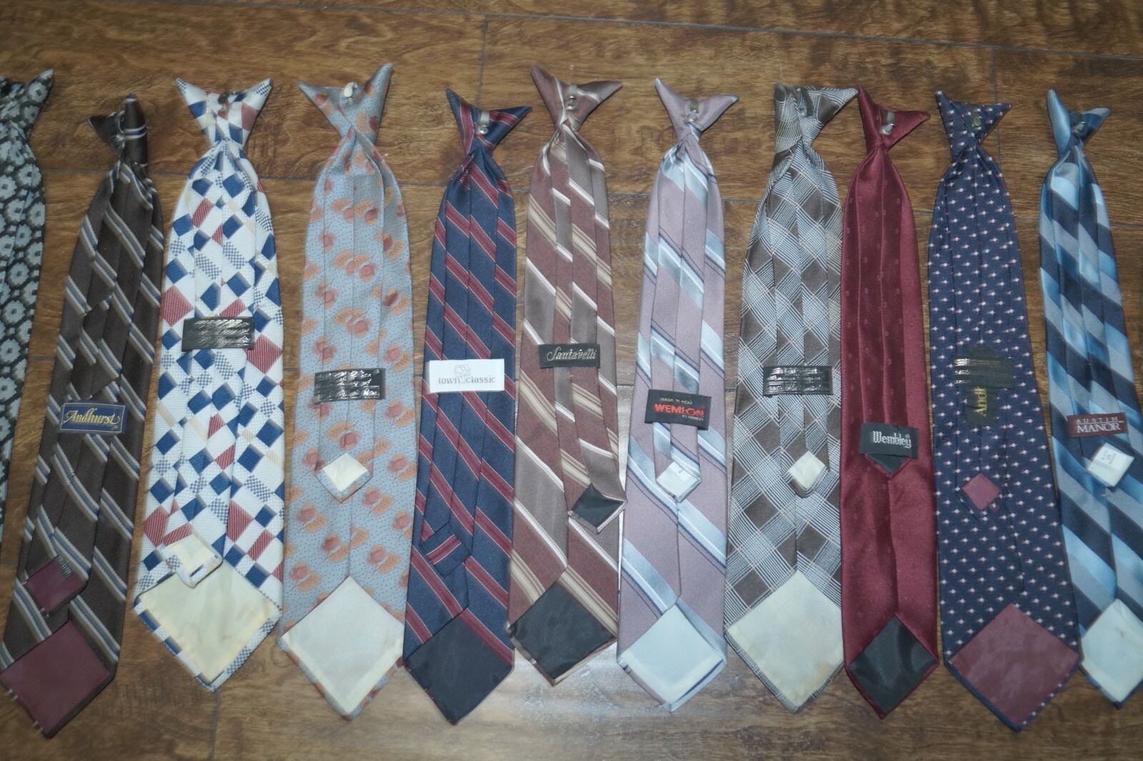 VINTAGE CLIP-ON MENS TIES LOT OF13