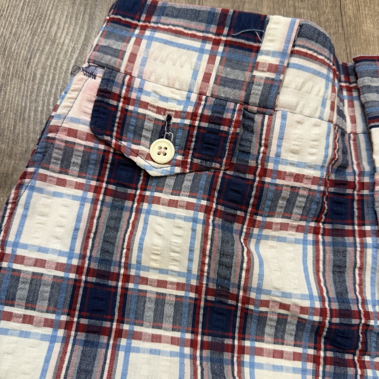 Vintage 70s Levis Panatela Plaid Seersucker Flare Pants Mens 30×33