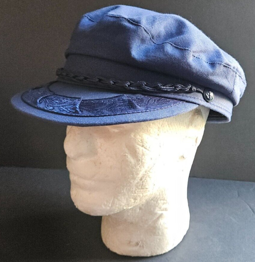 GREEK FISHERMAN’S CAP. MADE IN GREECE. BLUE WITH NICE EMBROIDERY. SIZE M / 7 1/8