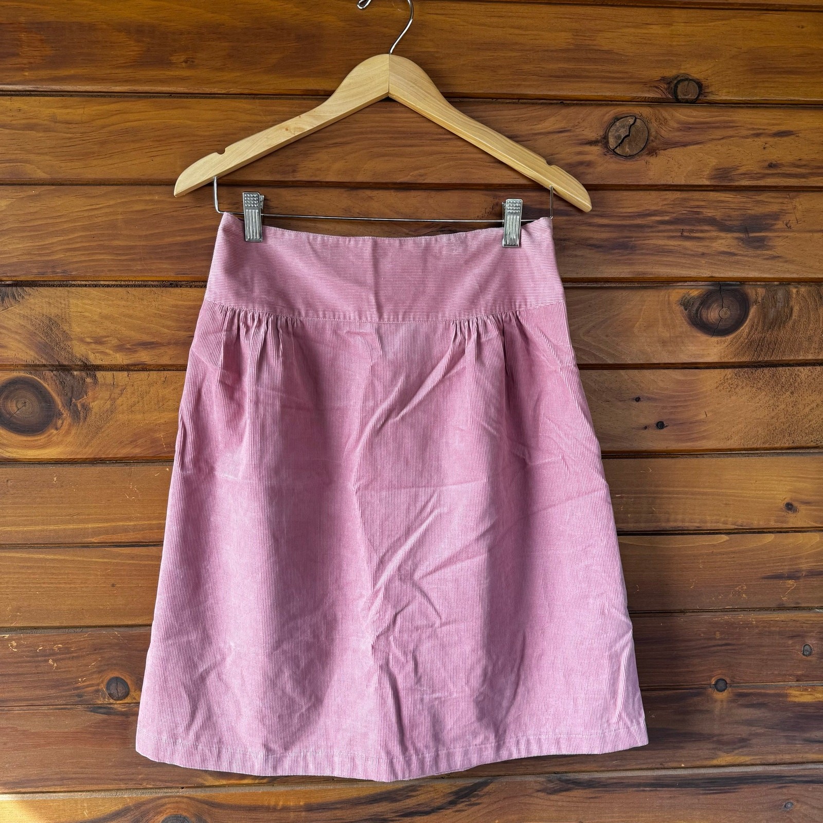 VTG 90s Agnes B Paris Mini Corduroy Mauve A-Line High Waist Skirt Size 40