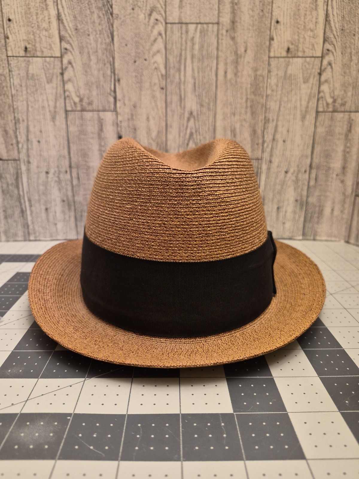Vintage Knox New York Straw Fedora Hat 7 1/8 size