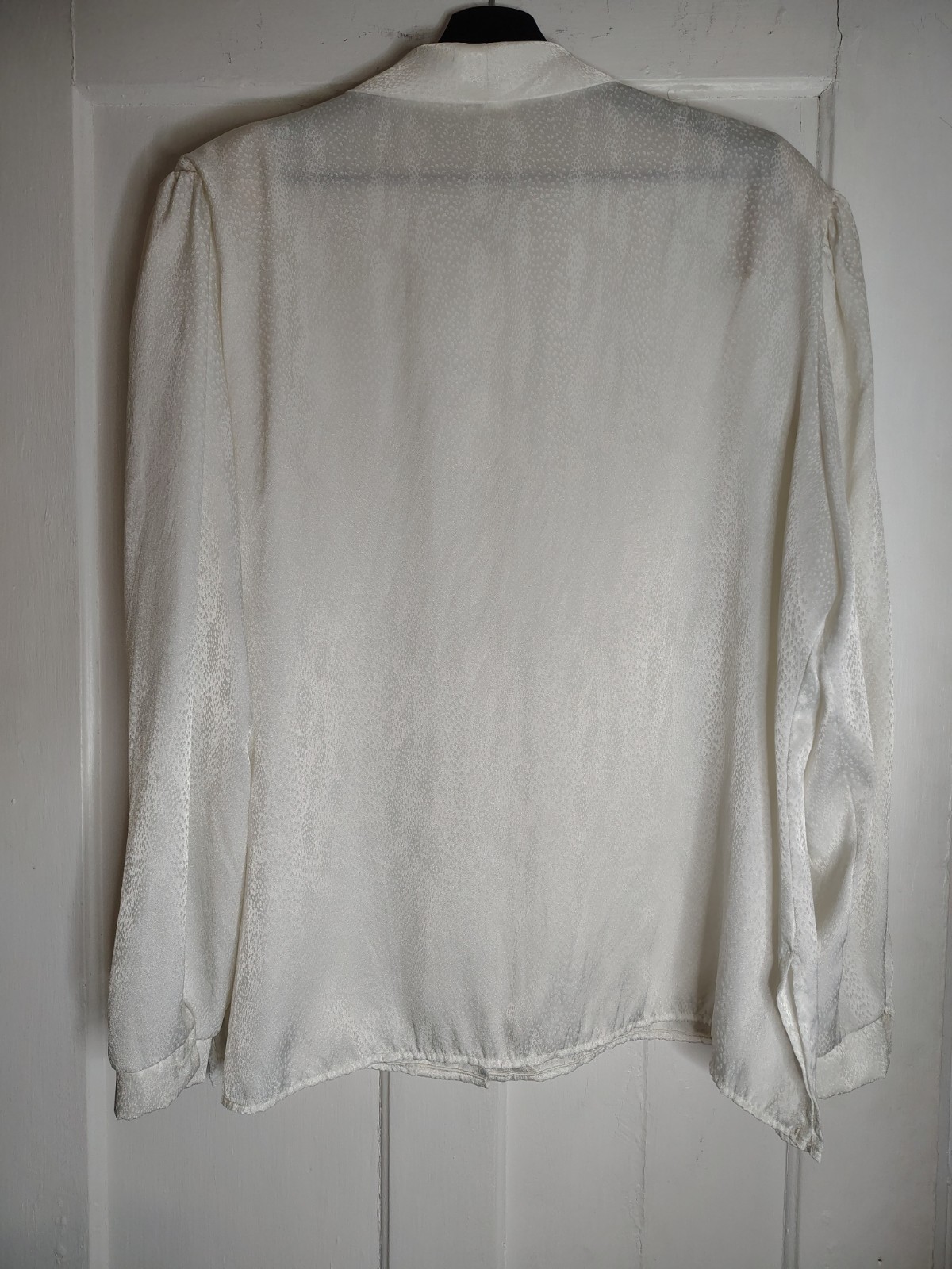 Vintage 1980s Barry Ashley White Dot Pattern Secretary Blouse Womens Size 18/XL