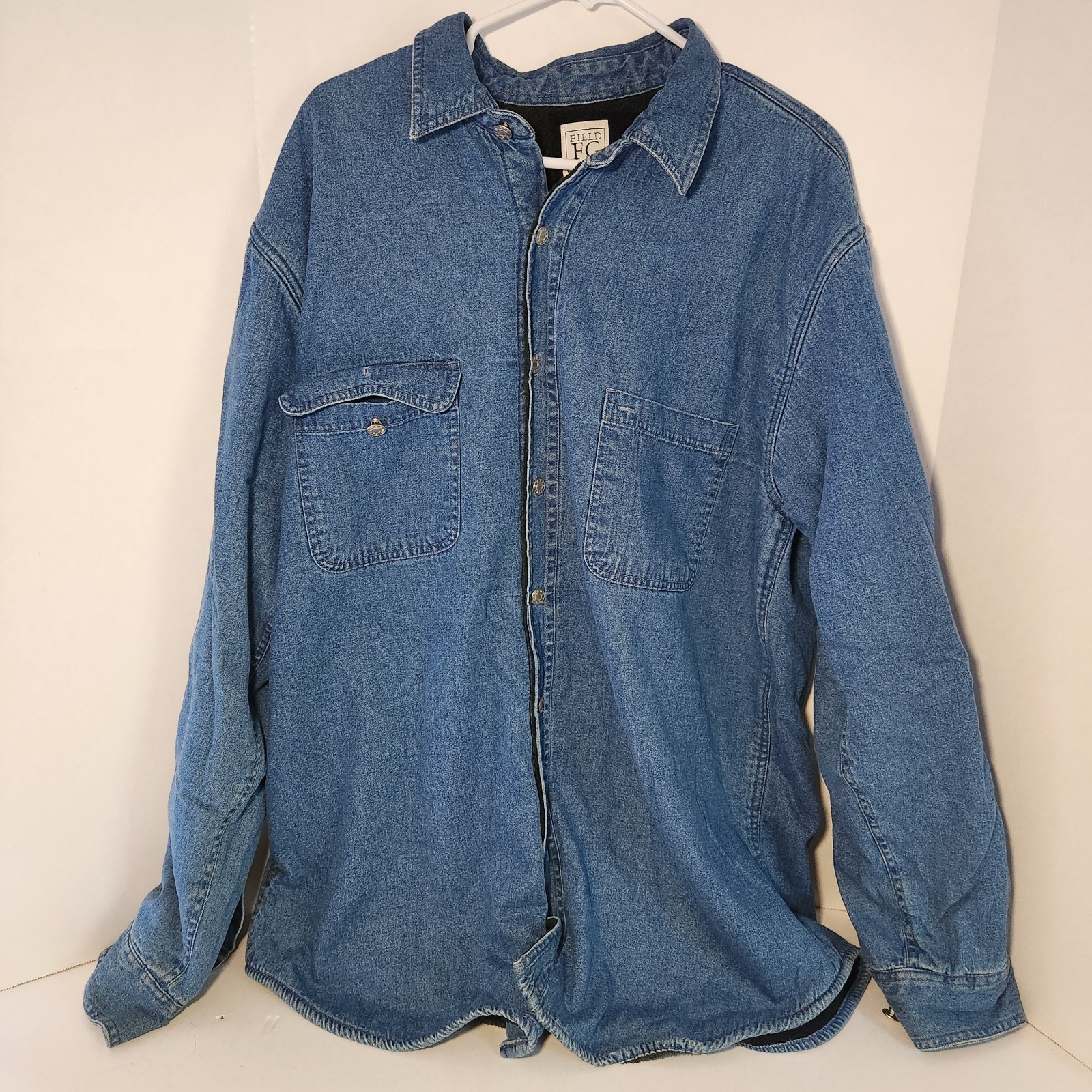 Field Gear Fleece Lined Denim Shirt Jacket Mens Large Tall Blue