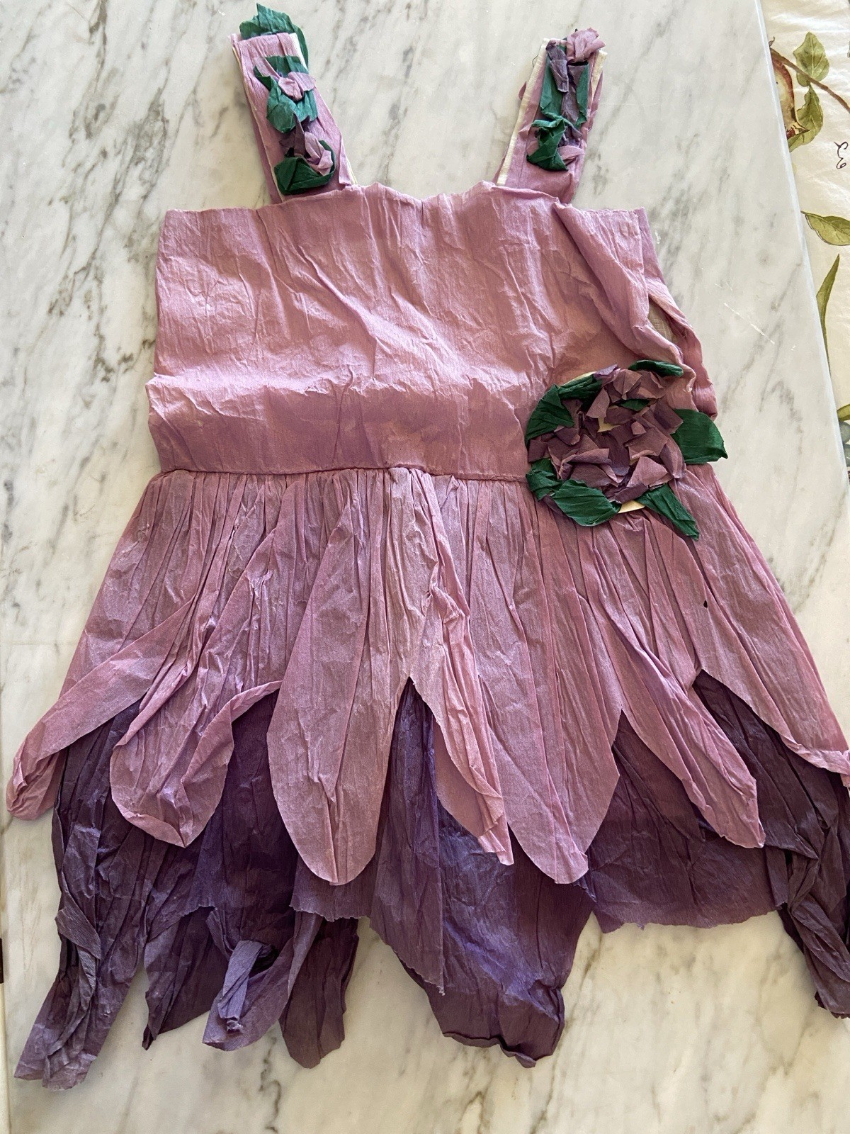 Antique 1920s Handmade Crepe Paper Flower Costume ChildFairy Dress Rare