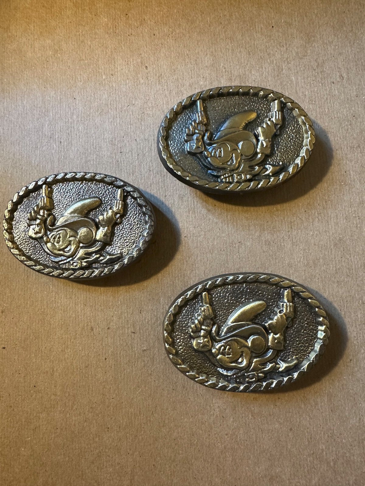 Vintage Mickey Mouse Cowboy Belt Buckle Pyramid Co. in 1970s lic. WALT DISNEY